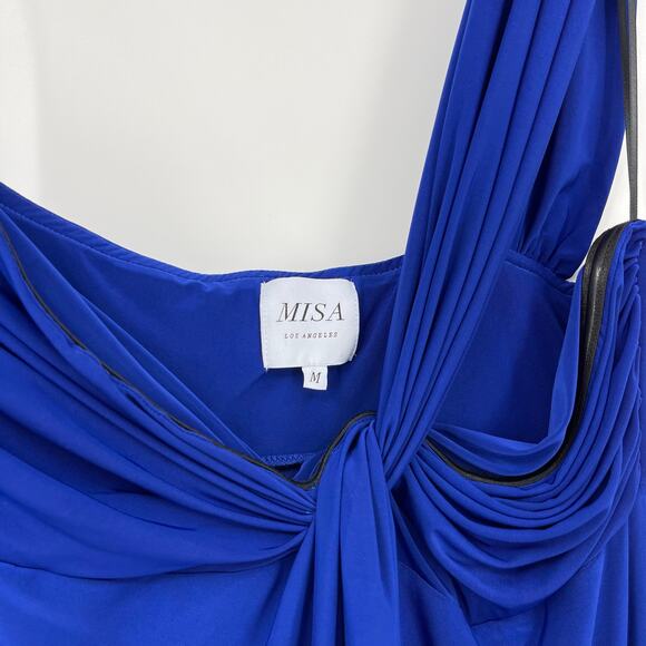 MISA Los Angeles | Thora Dress in Cobalt Blue Venezia Jersey One Shoulder Maxi M - Picture 4 of 14